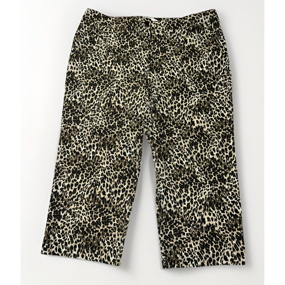 WEEKENDS Chicos Crop Leopard Animal Print Stretch Pants Sz 16/XL (3) Gorgeous